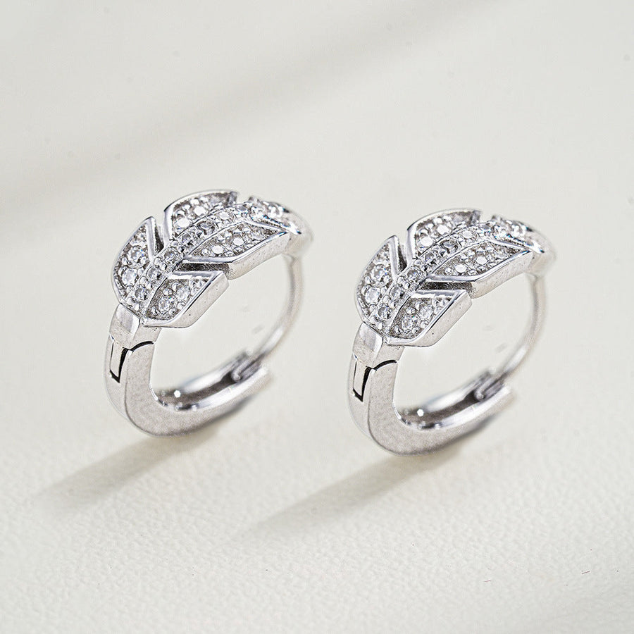 Leaf Design Moissanite Earrings in Sterling Silver Shine of Diamond