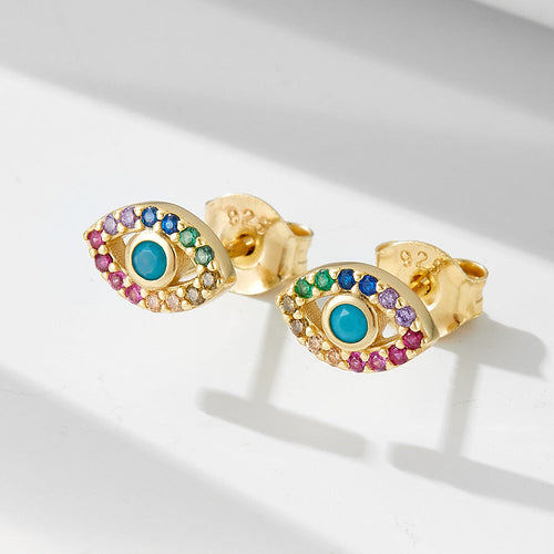 Evil Eye Sterling Silver Stud Earrings Carly Jewelry
