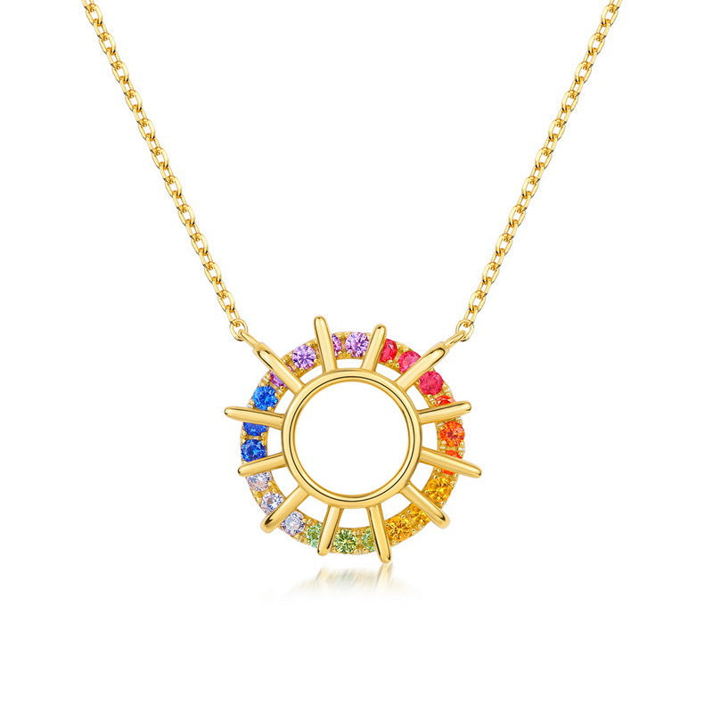 Special Sunflower Design Silver Necklace Shine of Diamond