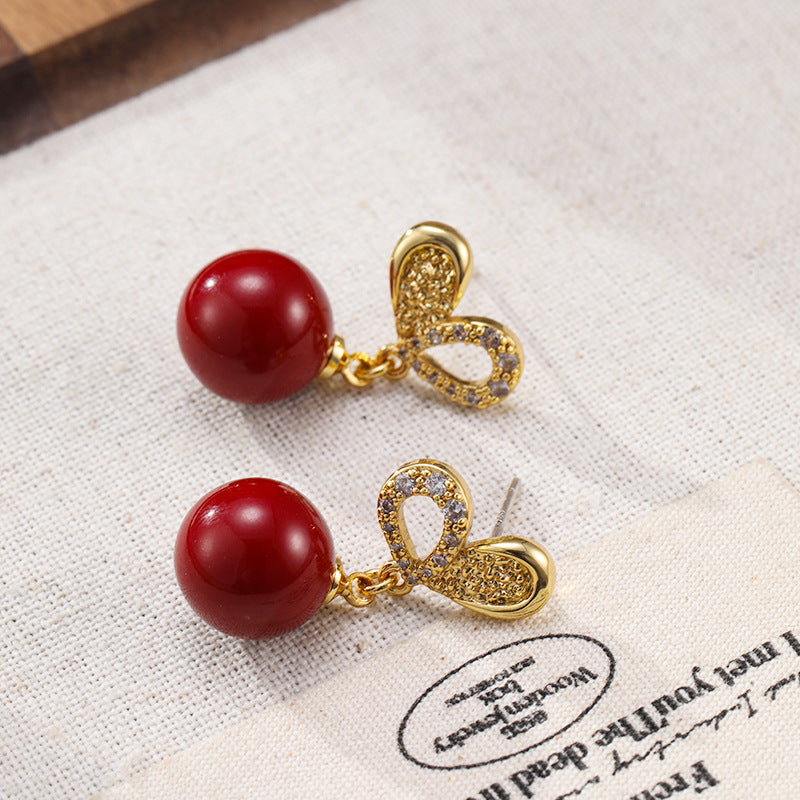 Elegant Heart Design Pearl Drop Earrings Carly Jewelry