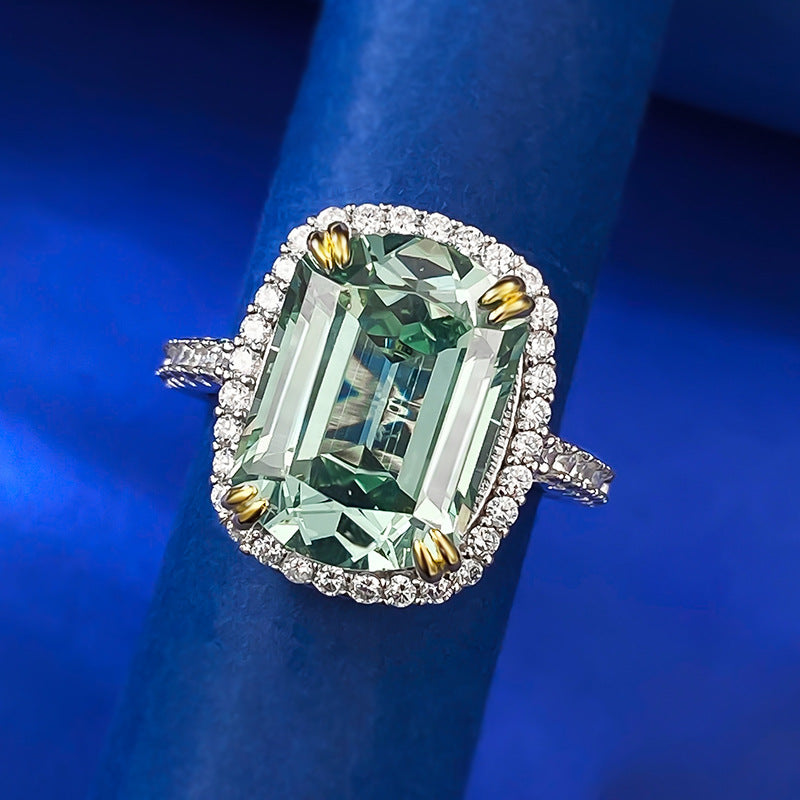 Exquisite Tourmaline Sterling Silver Anniversary Engagement Ring shine of diamond