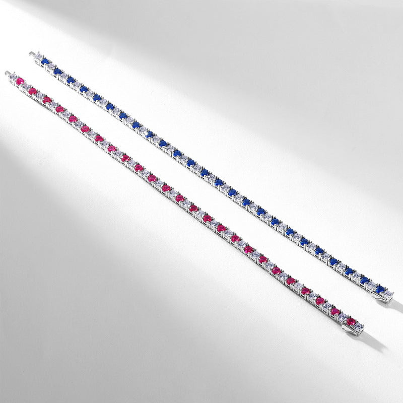 Round Cut Lab-Grown White & Ruby Tennis Bracelet For Women shine of diamond