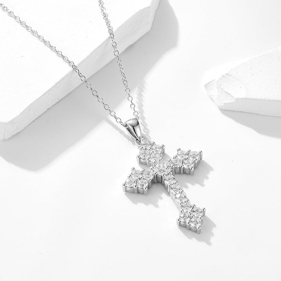 Stunning Cross Sterling Silver Pendant Necklace Shine of Diamond