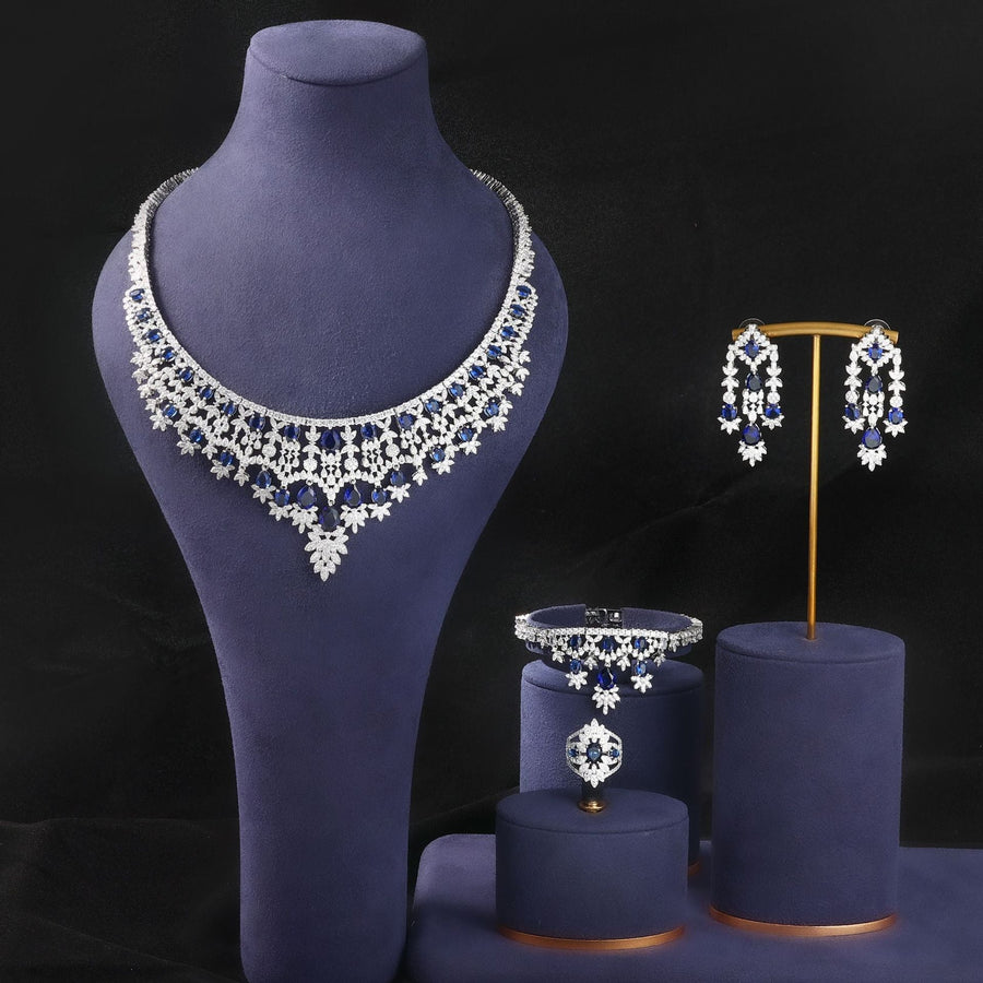 Elegant and Luxurious 4 Pcs Bridal Jewelry Set Shine of Diamond
