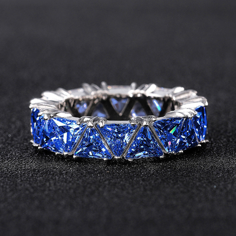 Full Eternity Triangle Gemstone Wedding Band in 925 Sterling Silver Shine of Diamond