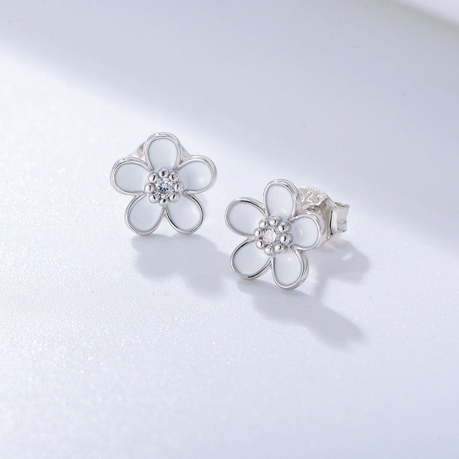 Cute Floral Sterling Silver Stud Earrings Carly Jewelry