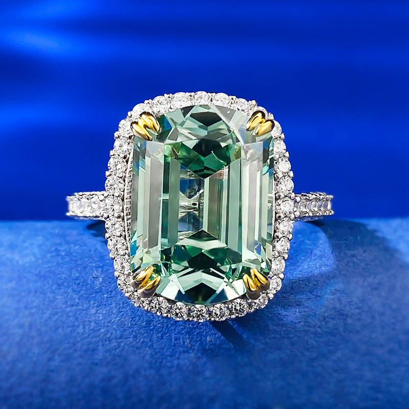 Exquisite Tourmaline Sterling Silver Anniversary Engagement Ring shine of diamond