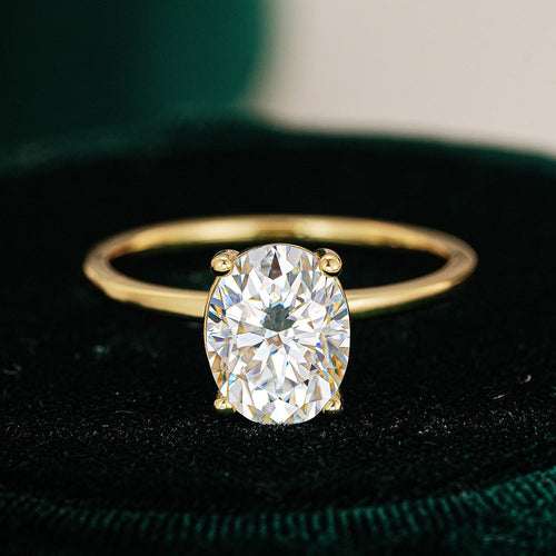 Timeless Oval Cut Sterling Silver Moissanite Engagement Ring Shine of Diamond
