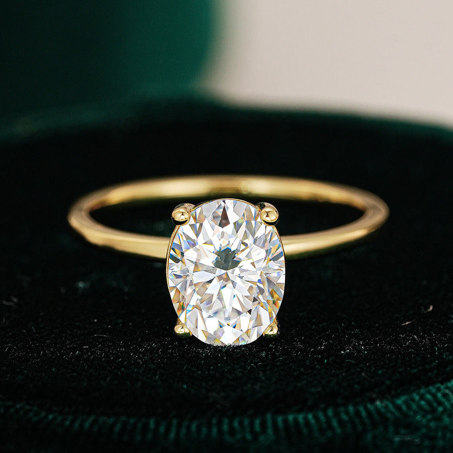 Timeless Oval Cut Sterling Silver Moissanite Engagement Ring Shine of Diamond