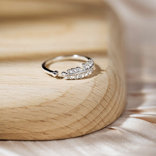 Adjustable Leaves Design Sterling Silver Ring Carly Jewelry