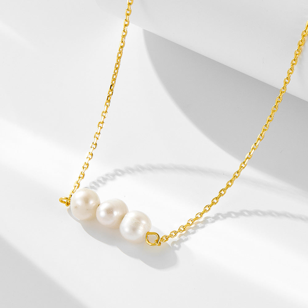 Elegant Natural Pearls Sterling Silver Necklace Carly Jewelry