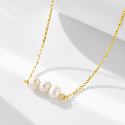 Elegant Natural Pearls Sterling Silver Necklace Carly Jewelry