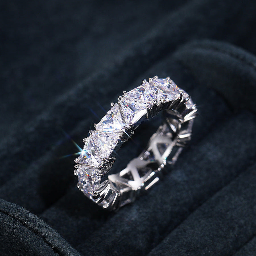Full Eternity Triangle Gemstone Wedding Band in 925 Sterling Silver Shine of Diamond