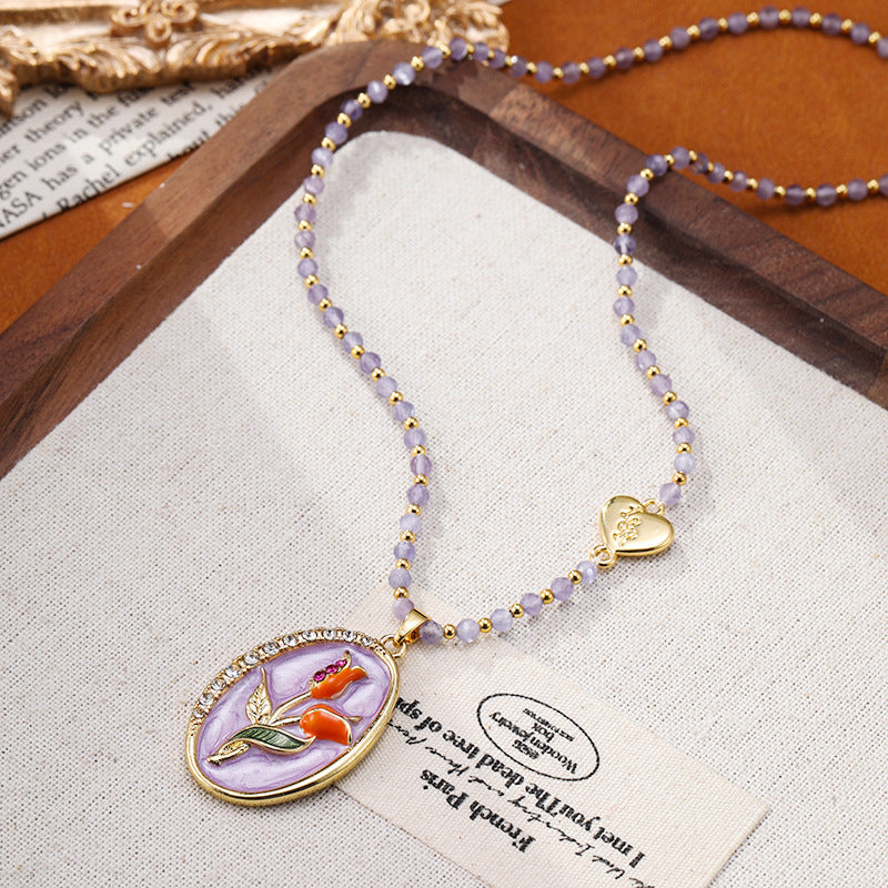 Tulip Cat's Eye Beaded Necklace For Women Carly Jewelry