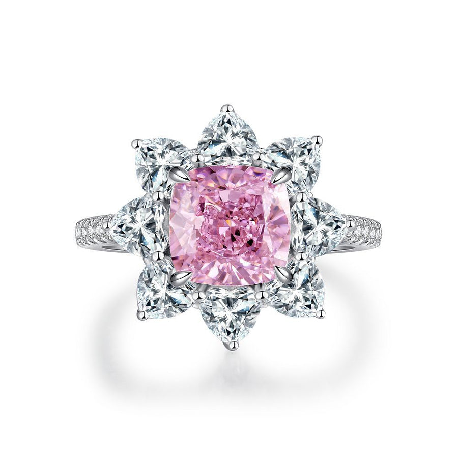 Pink Collection- Sterling Silver Engagement Ring Shine of Diamond