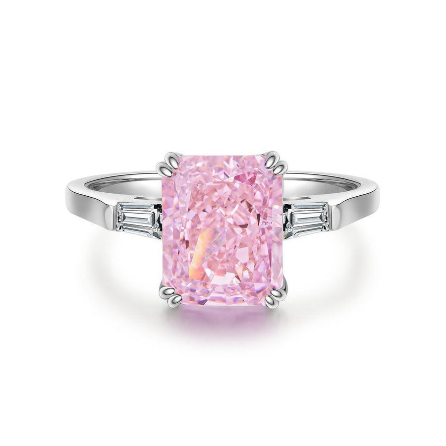 Pink Collection- Sterling Silver Engagement Ring Shine of Diamond
