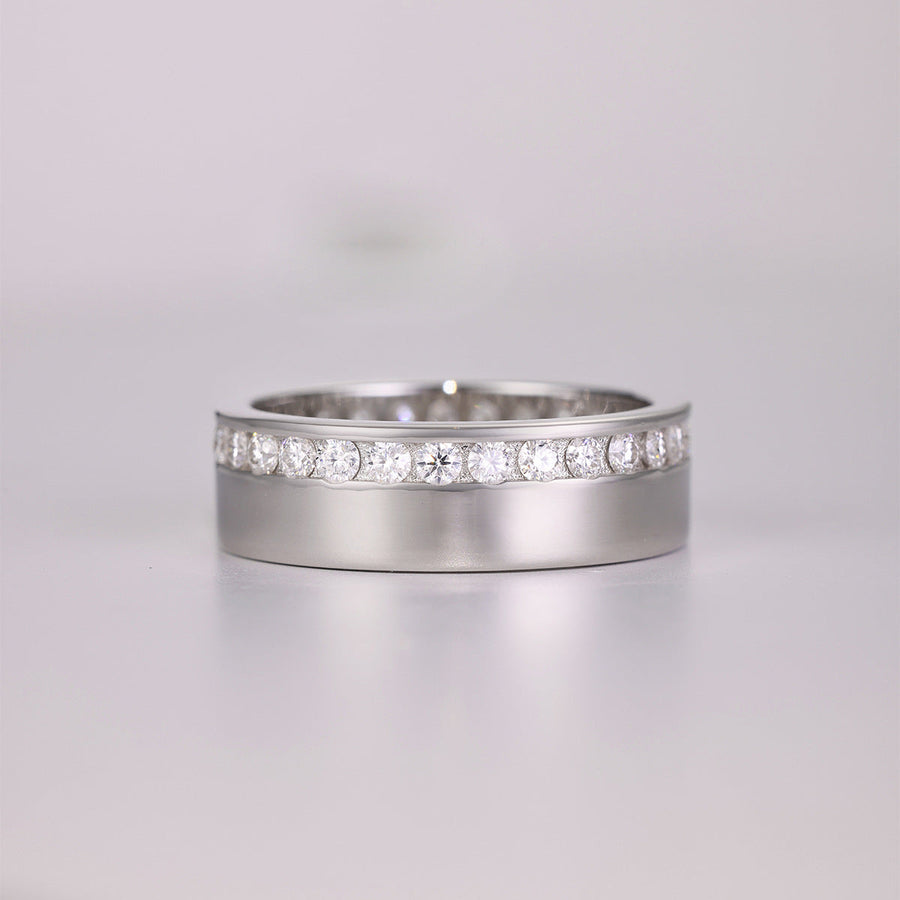 Men and Women's Moissanite Eternity Wedding Band with Channel Setting shine of diamond