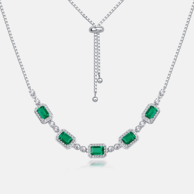 Luxury Emerald Green White Gold Plated Necklace Carly Jewelry