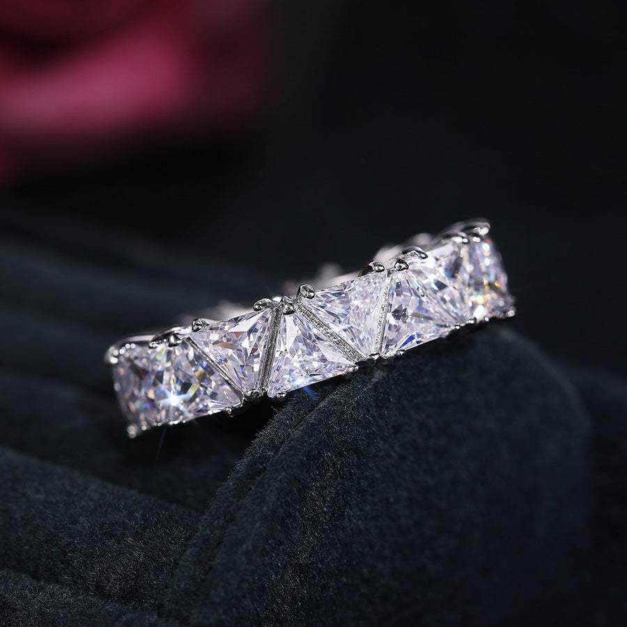 Full Eternity Triangle Gemstone Wedding Band in 925 Sterling Silver Shine of Diamond