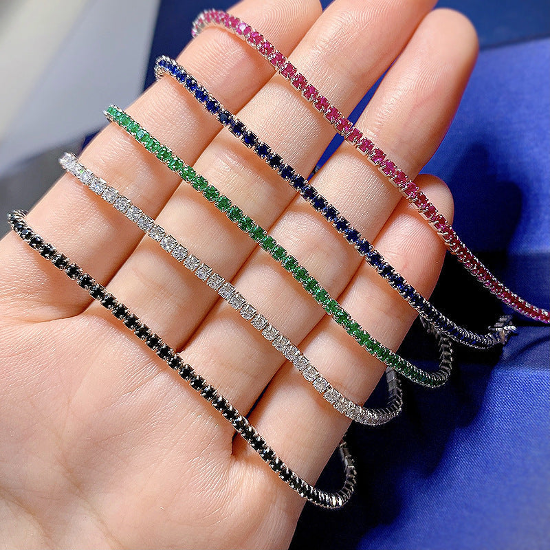 Women's Classic Multi-Color Tennis Bracelet in Sterling Silver Shineofdiamond