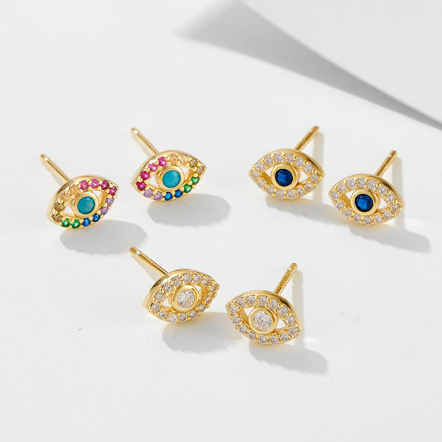 Evil Eye Sterling Silver Stud Earrings Carly Jewelry