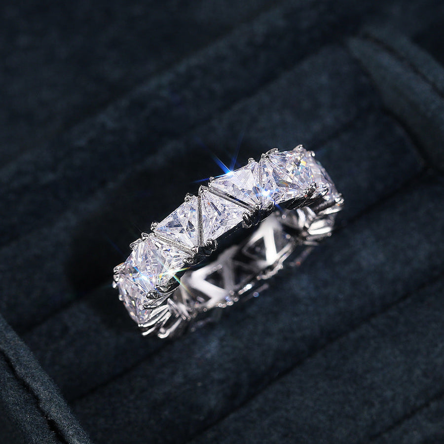 Full Eternity Triangle Gemstone Wedding Band in 925 Sterling Silver Shine of Diamond