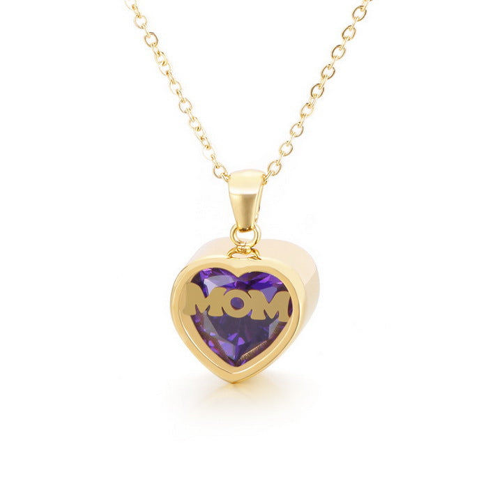 Personalized  Heart Cut Pendant Necklace For Mom Dazzleyesjewelry