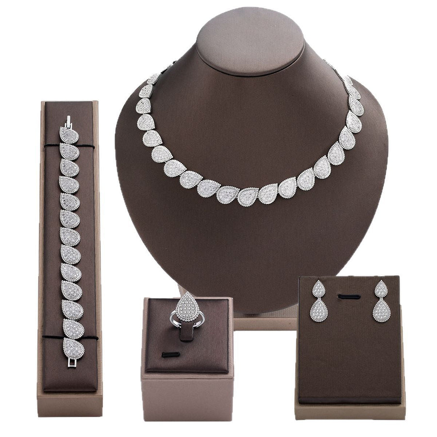 4 Pcs Jewelry Set Popular Accessories for Parties and Banquets Shine of Diamond