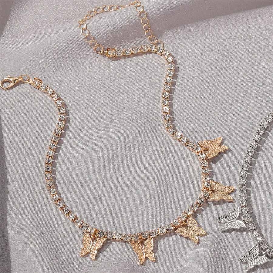 Stunning Butterfly Design Chic Necklace Shine of Diamond