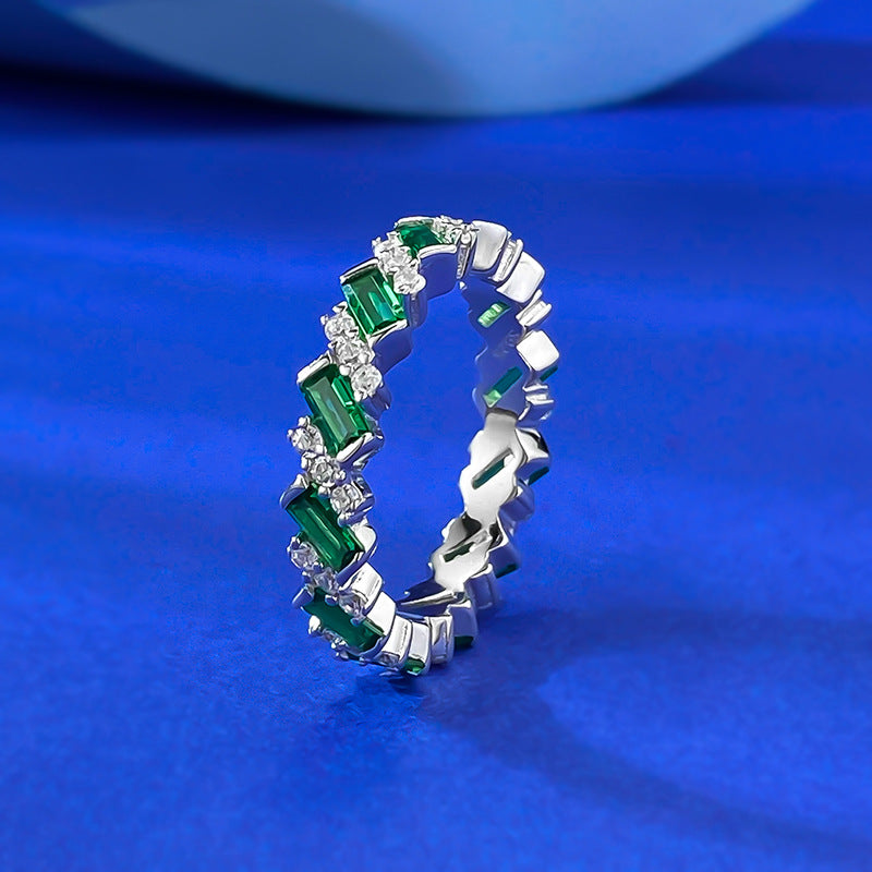 Emerlad Green Eternity Sterling Silver Band Carly Jewelry