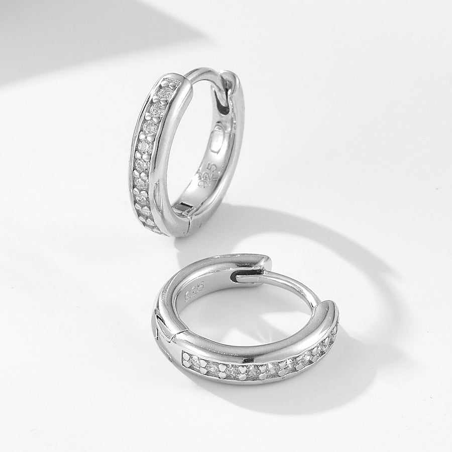 Classic Paved Sterling Silver Drop Earrings Shine of Diamond