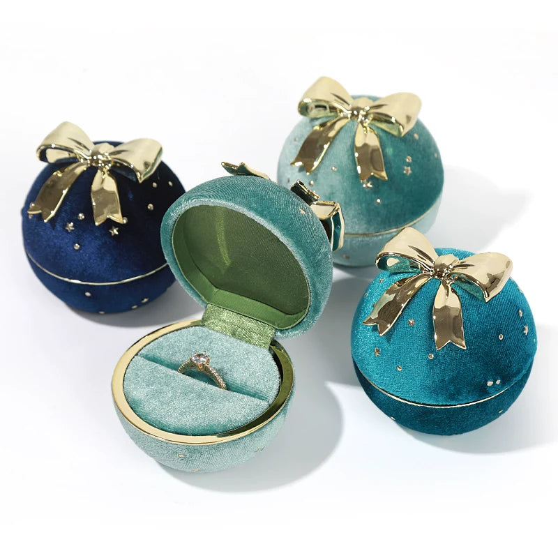 Romantic Spherical Bow-knot Jewelry Box for Ring and Necklace Shine of Diamond