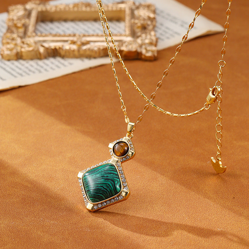 Vintage Malachite Pendant Necklace Carly Jewelry