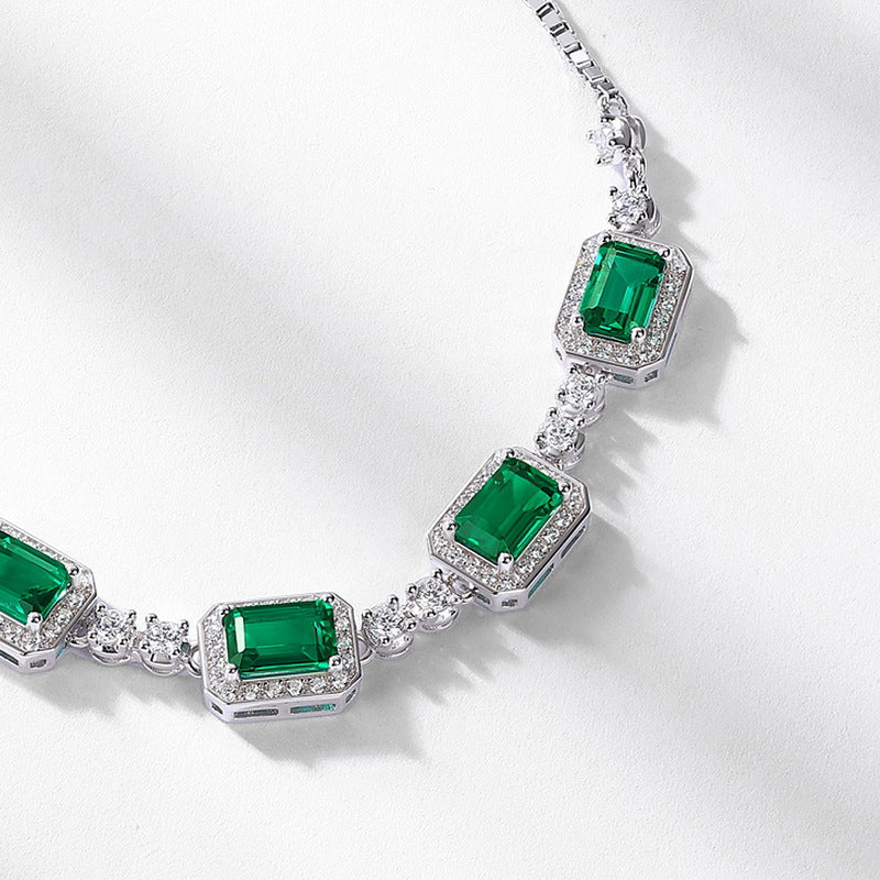Luxury Emerald Green White Gold Plated Necklace Carly Jewelry
