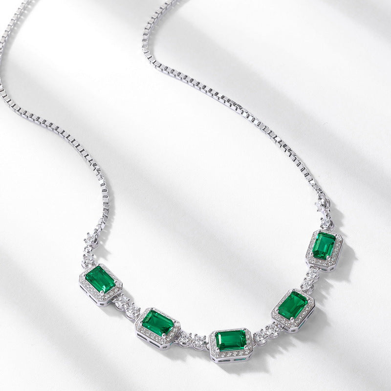 Luxury Emerald Green White Gold Plated Necklace Carly Jewelry