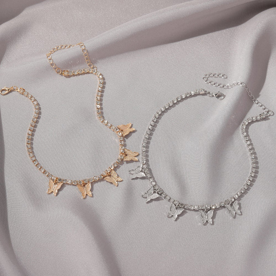 Stunning Butterfly Design Chic Necklace Shine of Diamond