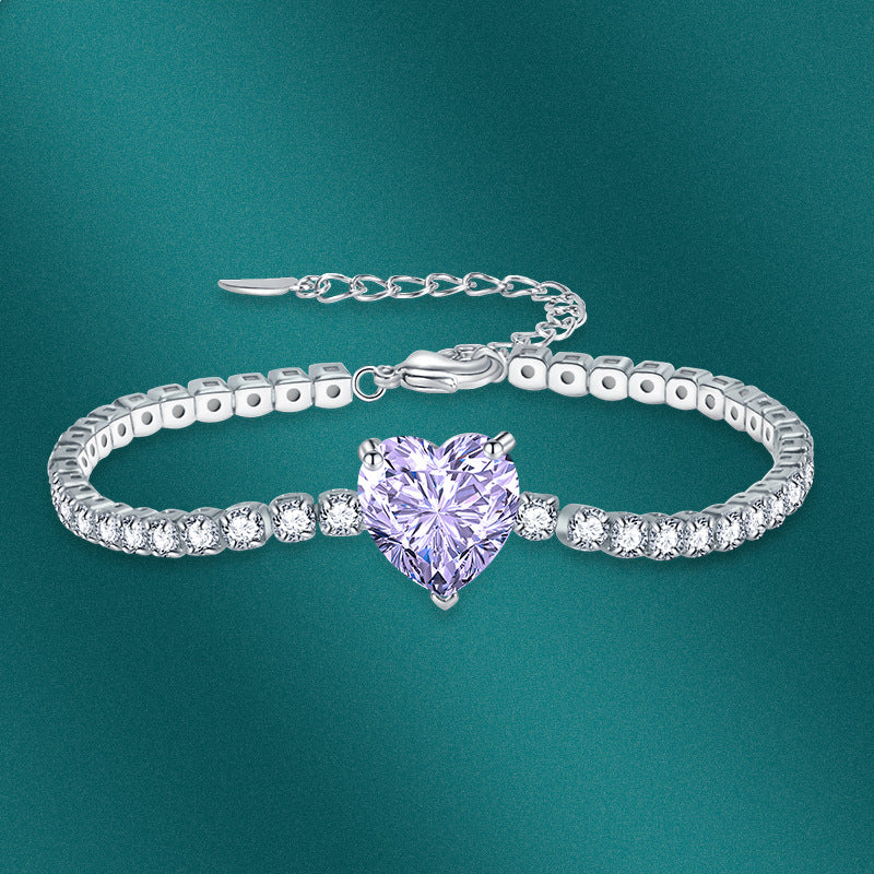Sweet Heart Cut Tennis Bracelet In Silver Tone Dazzleyesjewelry