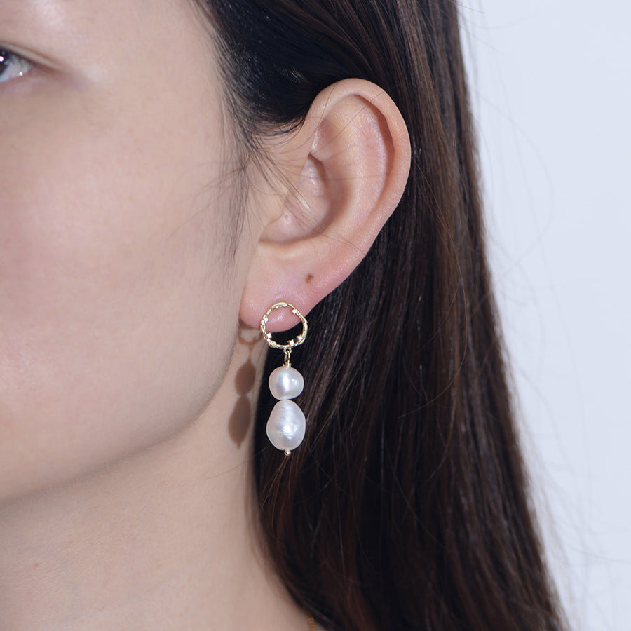 Vintage Baroque Pearls Drop Earrings Shine of Diamond