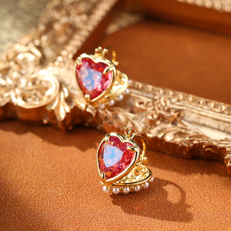 Retro Double-sided Heart Pearl Earrings Carly Jewelry