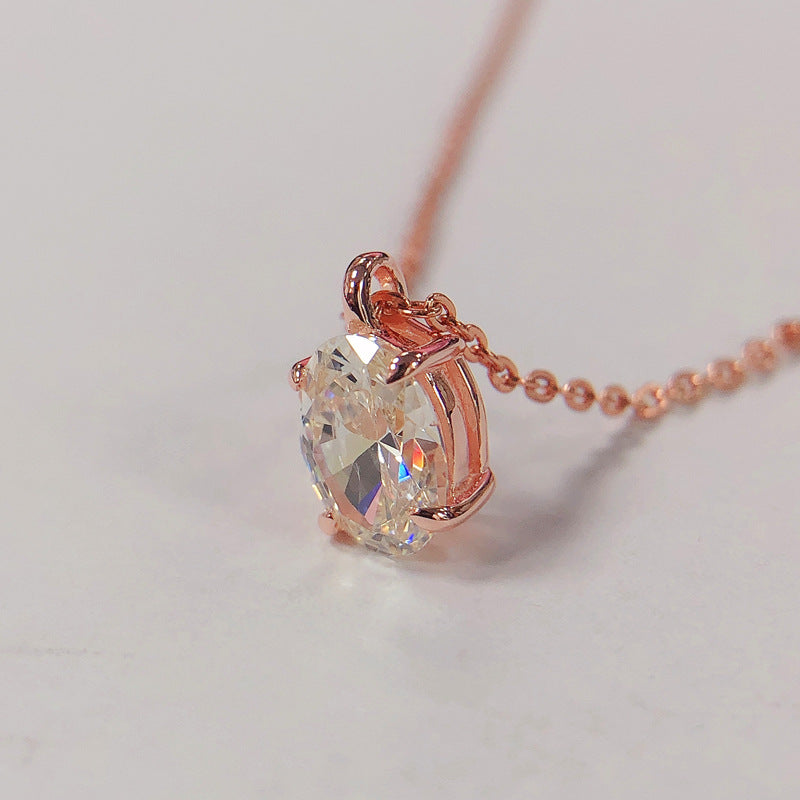 Gorgeous 1.5ct Oval Cut Sterling Silver Necklace Carly Jewelry