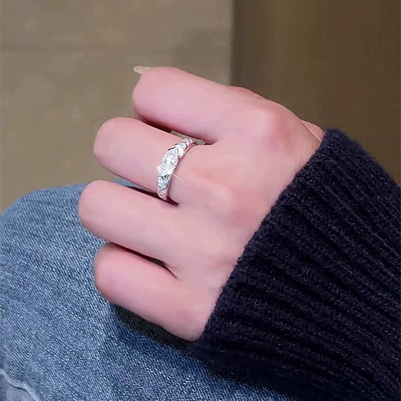 Stunning Marquise Cut Sterling Silver Wedding Band shine of diamond