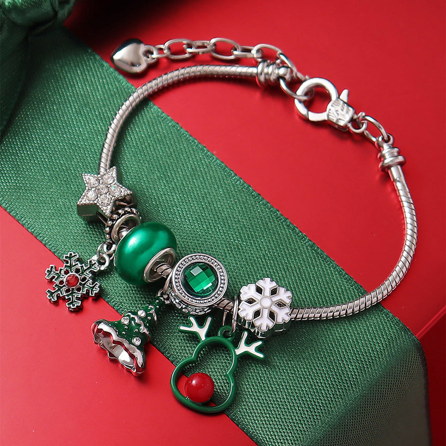 Cute Reindeer Snowflake Christmas Tree DIY Beaded Bracelet Shine of Diamond