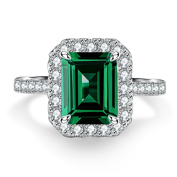 Green Collection Engagement Ring in Sterling Silver Shine of Diamond