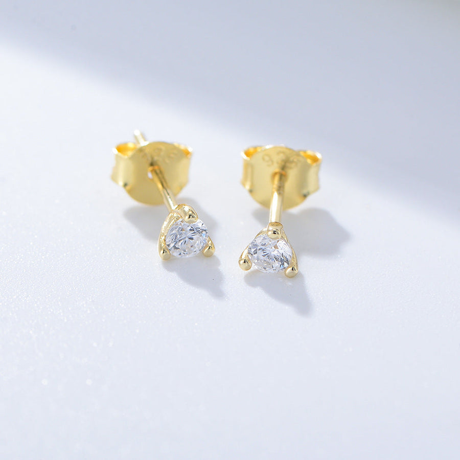 3 Prog Stud Earrings in Sterling Silver Shine of Diamond