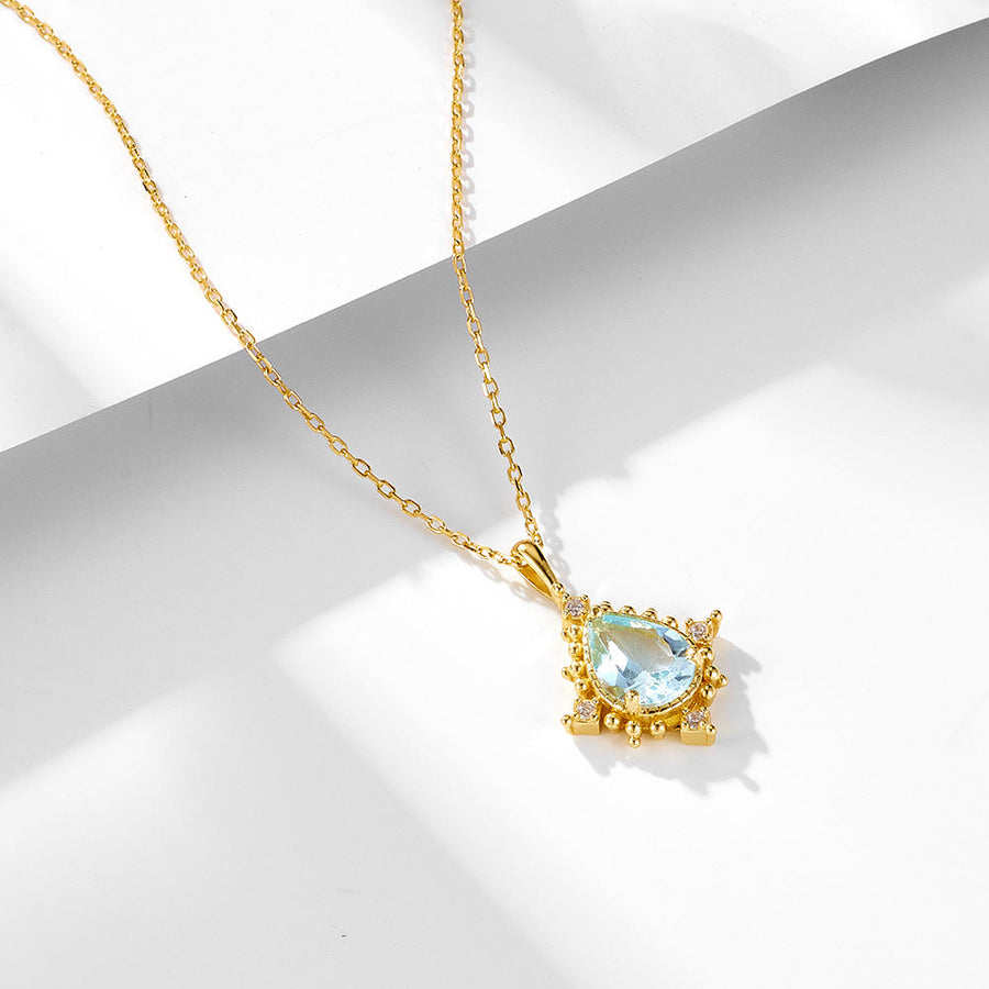 Luxury Pear Shape Topaz Pendant Neckalce Shine of Diamond
