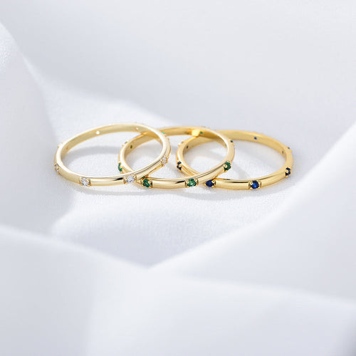 Simple Mutil-color Sterling Silver Wedding Band Juluro