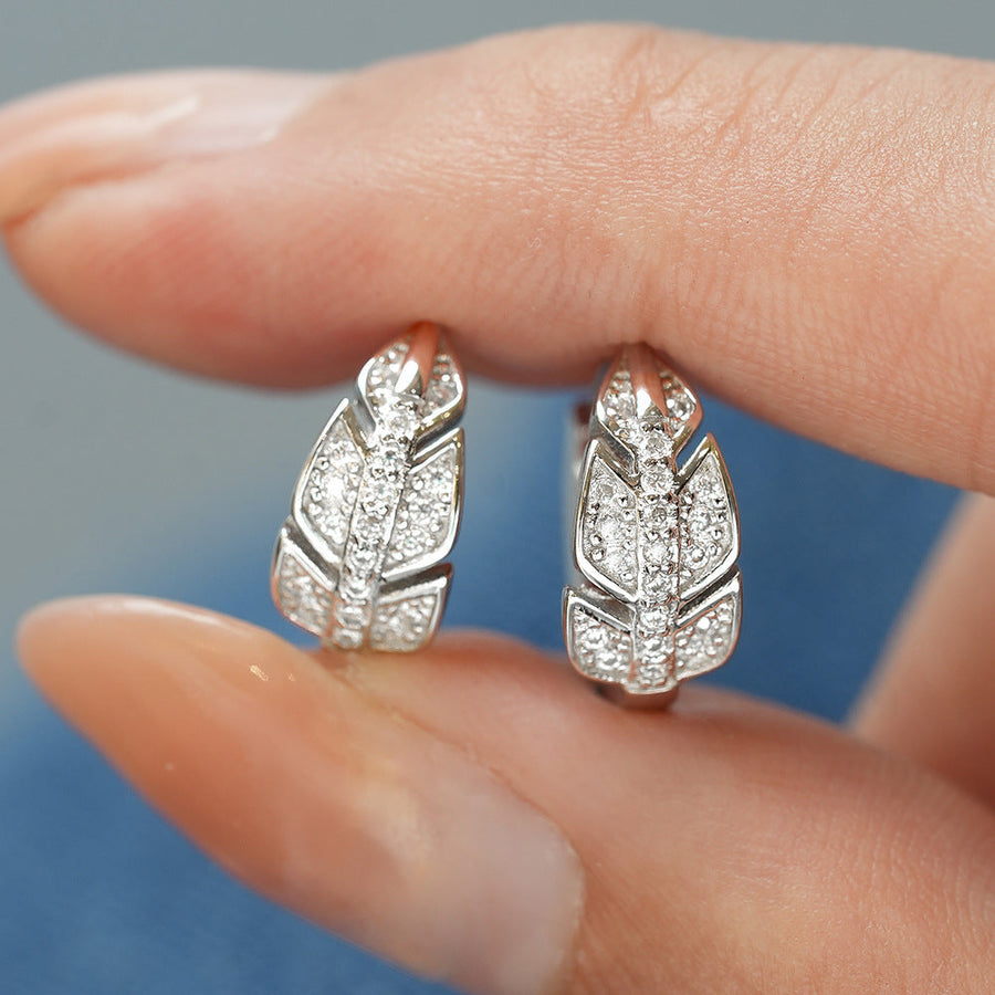 Leaf Design Moissanite Earrings in Sterling Silver Shine of Diamond