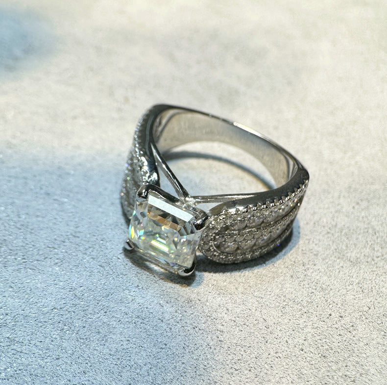 Handmade Asscher Cut 2.5ct Sterling Silver Engagement Ring Shine of Diamond