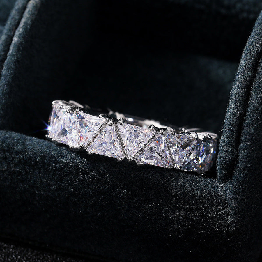 Full Eternity Triangle Gemstone Wedding Band in 925 Sterling Silver Shine of Diamond