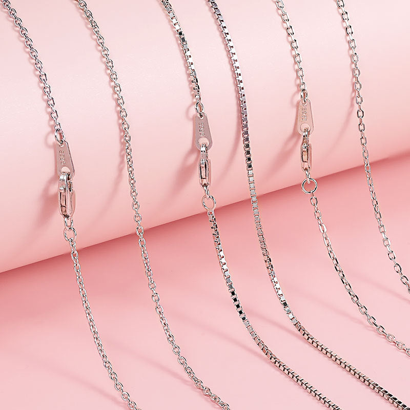 Simple Design Cross and Box Chain Sterling Silver Necklace Carly Jewelry
